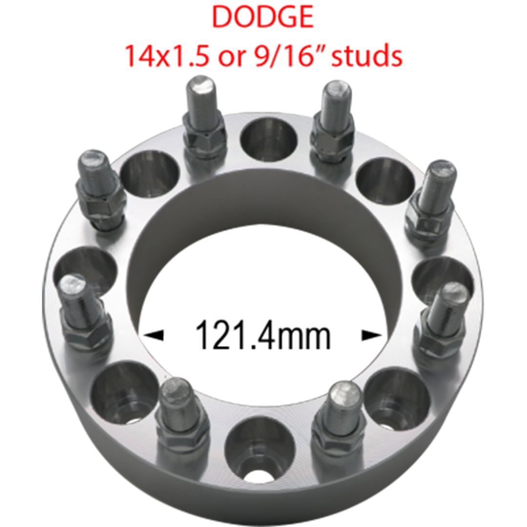 8 x 6.5" to 8 x 6.5" - 121.4mm Hub Centric / 14mm x 1.5" Studs (Ram)