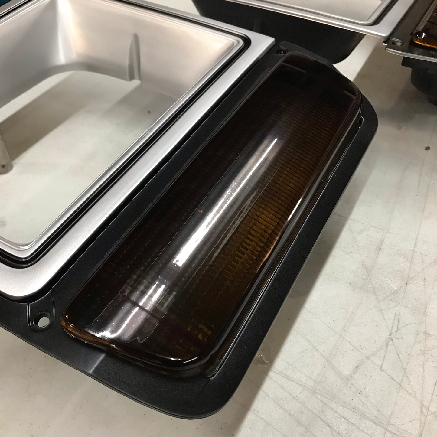 1986-1990 Dodge D/W Series Truck Gray Headlight Bezel Pair with Parking Light Amber or Smoked