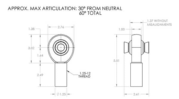 1.25" ROD END RIGHT HAND 12(TPI)