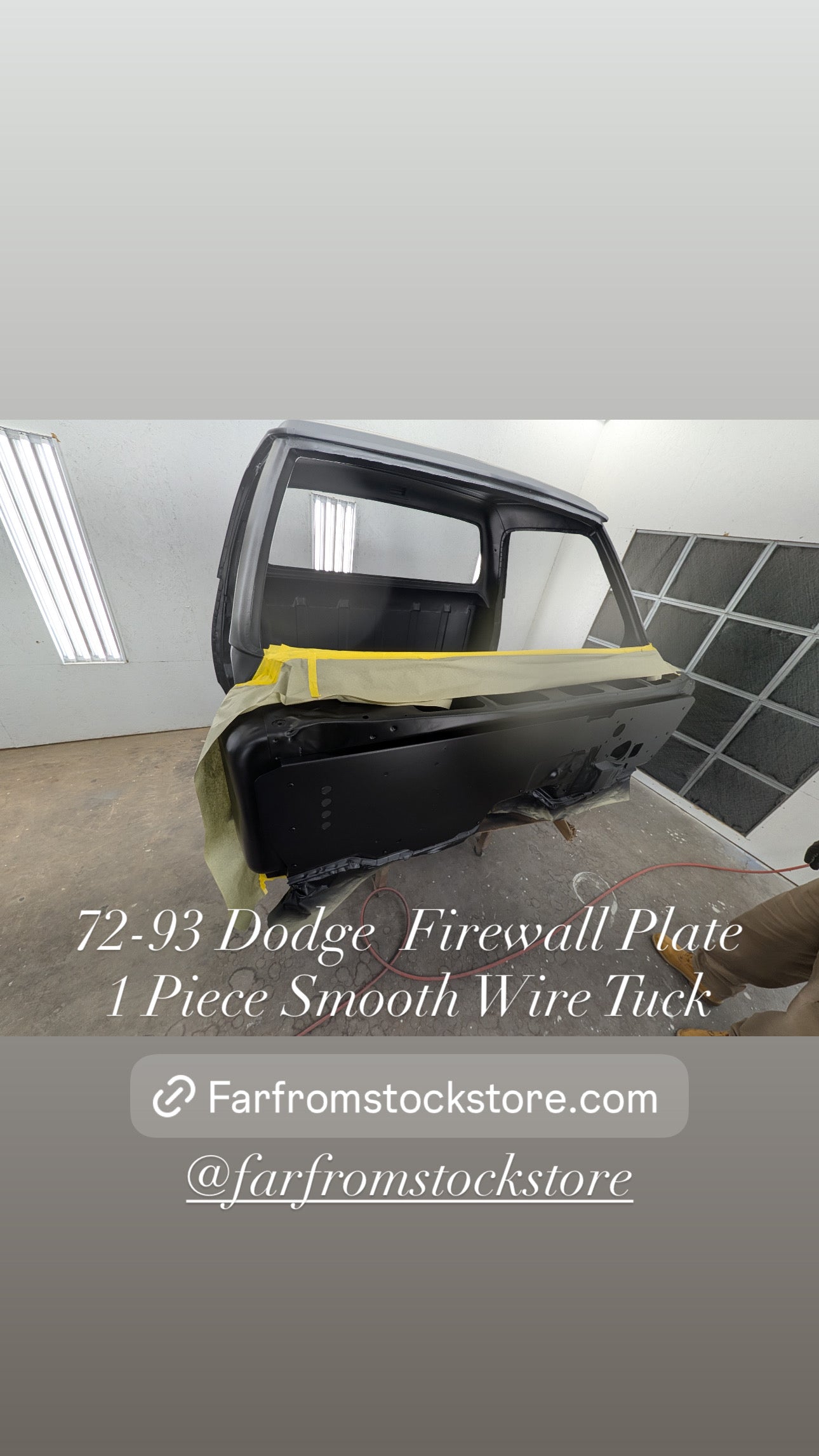 72-93 Dodge  Firewall Plate 1 Piece Smooth Wire Tuck