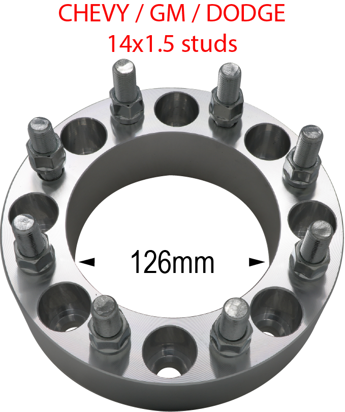 8 x 6.5 / 14mm Studs / 1.5"-3" Thickness (Chevy/GMC/Ram/Ford)