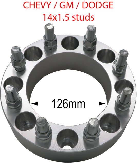 8 x 6.5 / 14mm Studs / 1.5"-3" Thickness (Chevy/GMC/Ram/Ford)
