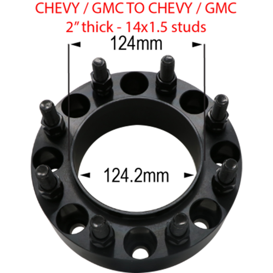 8 x 180mm to 8 x 180mm - Hub and Wheel Centric 2" (Chevy/GMC)