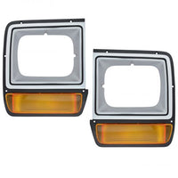 1986-1990 Dodge D/W Series Truck Gray Headlight Bezel Pair with Parking Light Amber or Smoked