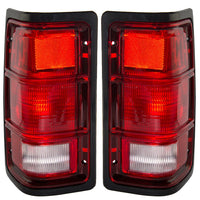 1G 1st Gen 81-93 Taillights Tail Lamps with Black Bezels Driver and Passenger Replacements for Dodge Pickup