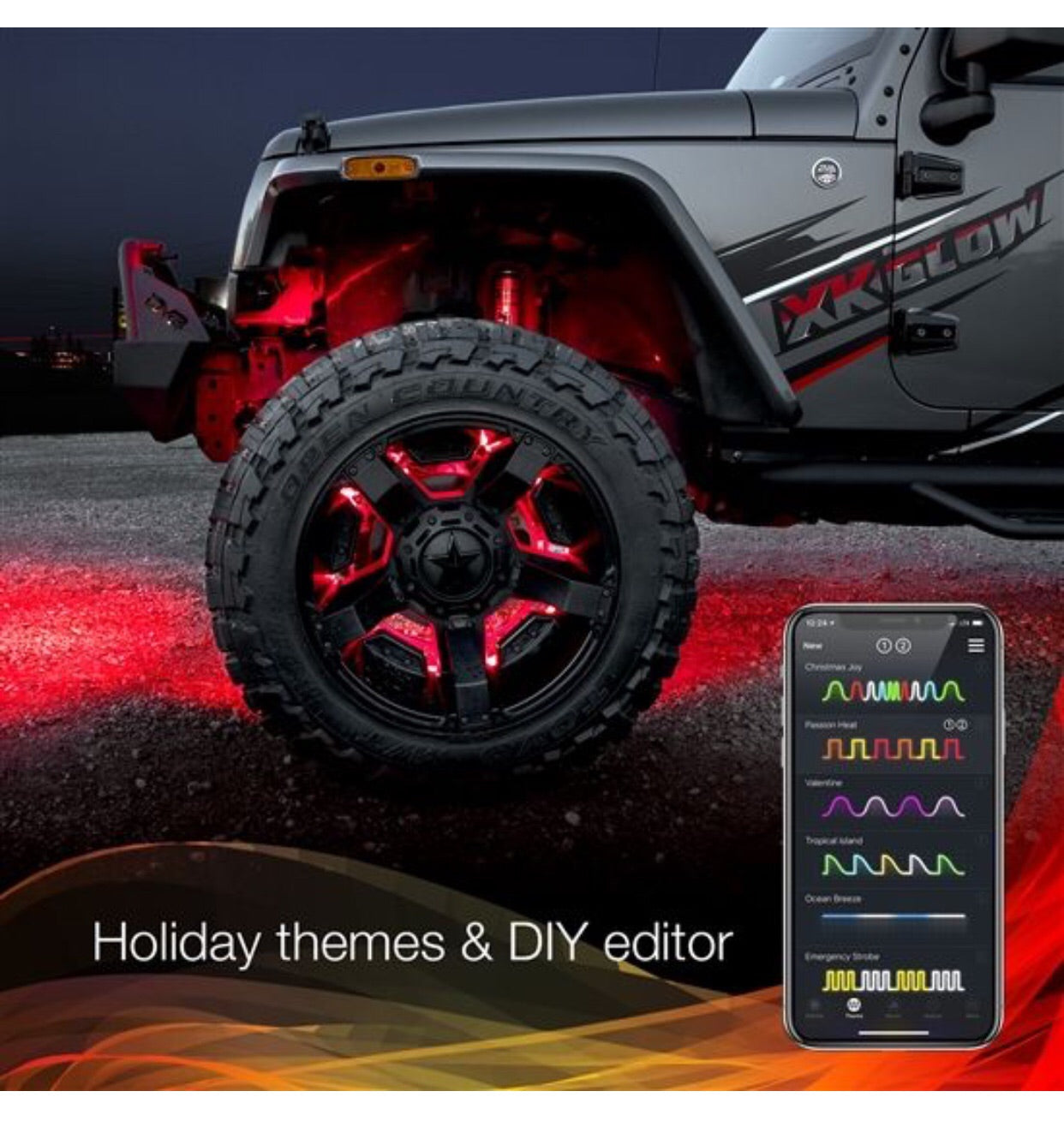 XK 4 pc 15” Wheel Ring Light Kit App Controlled