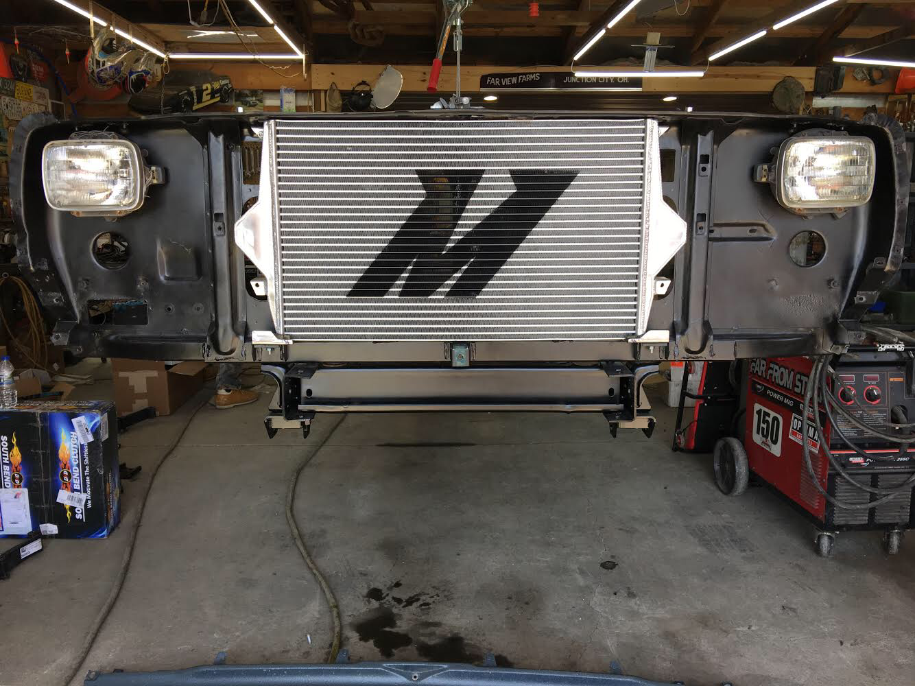 First Gen Cummins Mishimoto intercooler install kit.