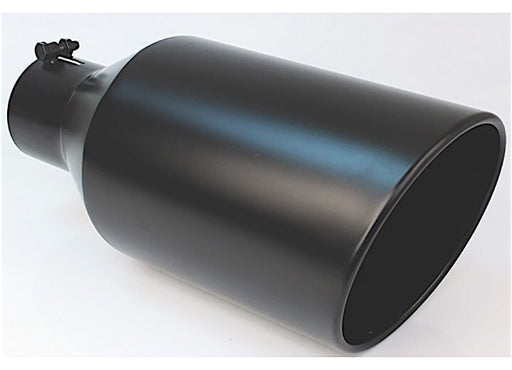 BLACK POWDER COATED 8IN ROLLED SLANT 18IN BOLT ON BLK EXHAUST TIP 4.00IN ID / 8.