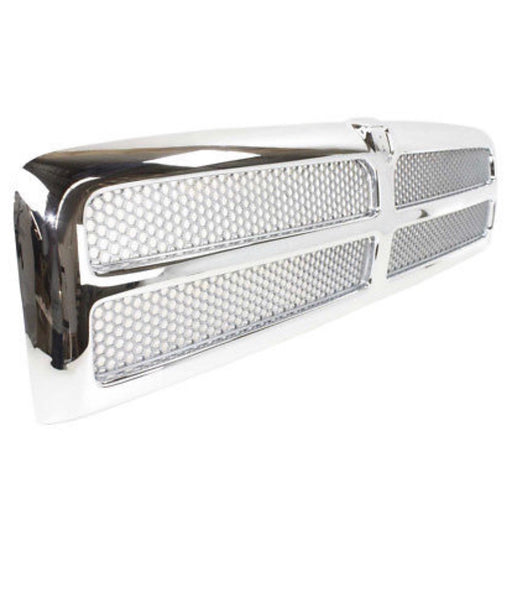 New Chrome Shell w/ Silver Insert Grille for Dodge Ram 1500 2500 3500 1994-2002